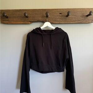 Guess Black Cropped Long Sleeve Hoodie